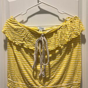 Y2K Old navy yellow and white striped tube top